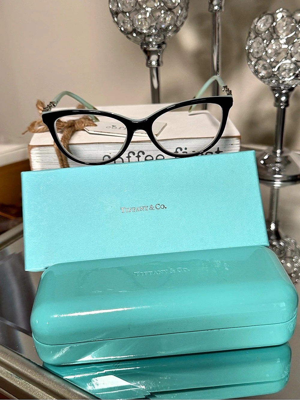 Tiffany & Co. TF2097 Black / Tiffany Blue Eyeglasses W/ Case & Box